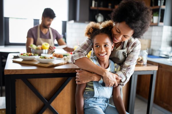 Family making a healthy meal